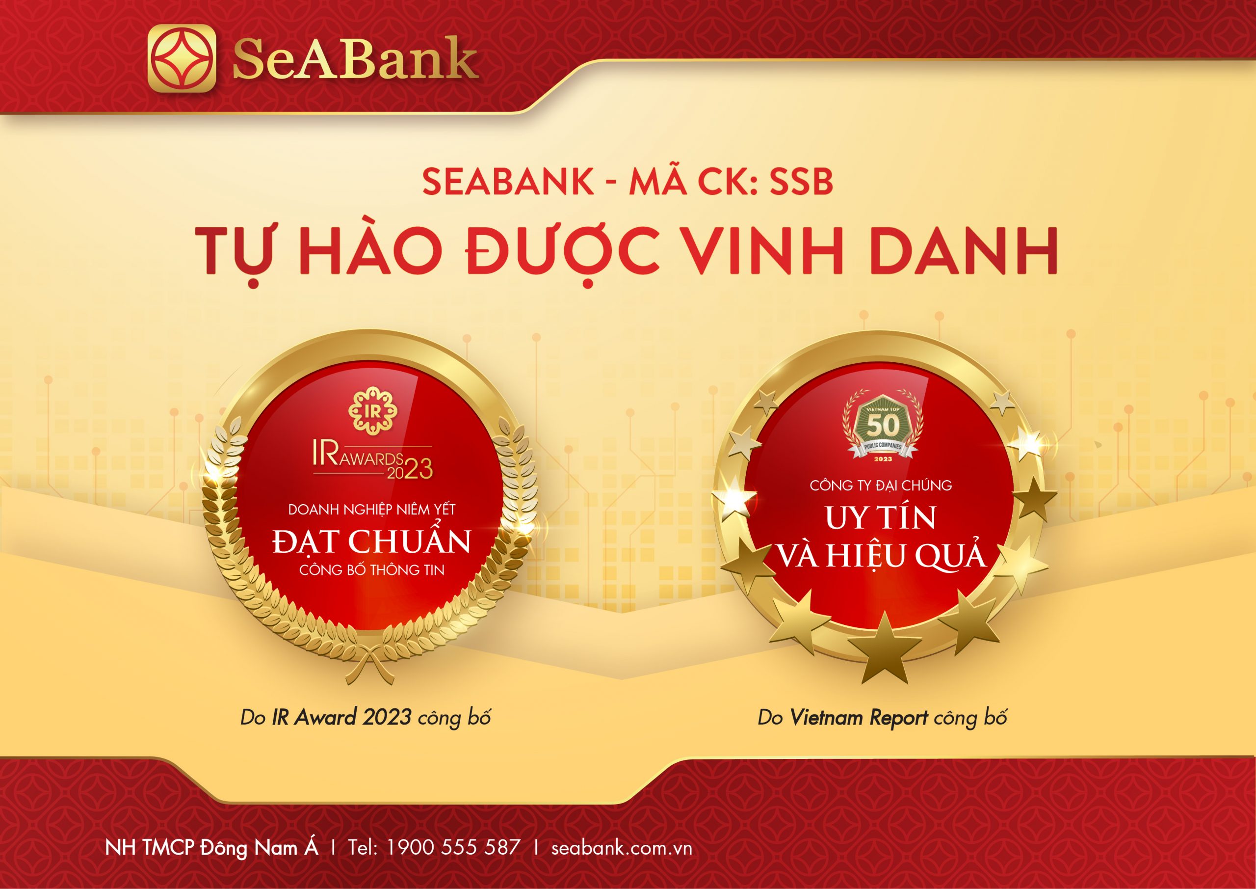 SeABank nhận giải thưởng Top 50 công ty đại chúng uy tín và hiệu quả & Ngân hàng đạt chuẩn công bố thông tin năm 2023