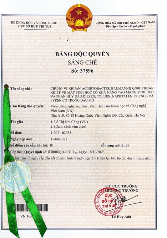 Bằng độc quyền Sáng chế số 37596