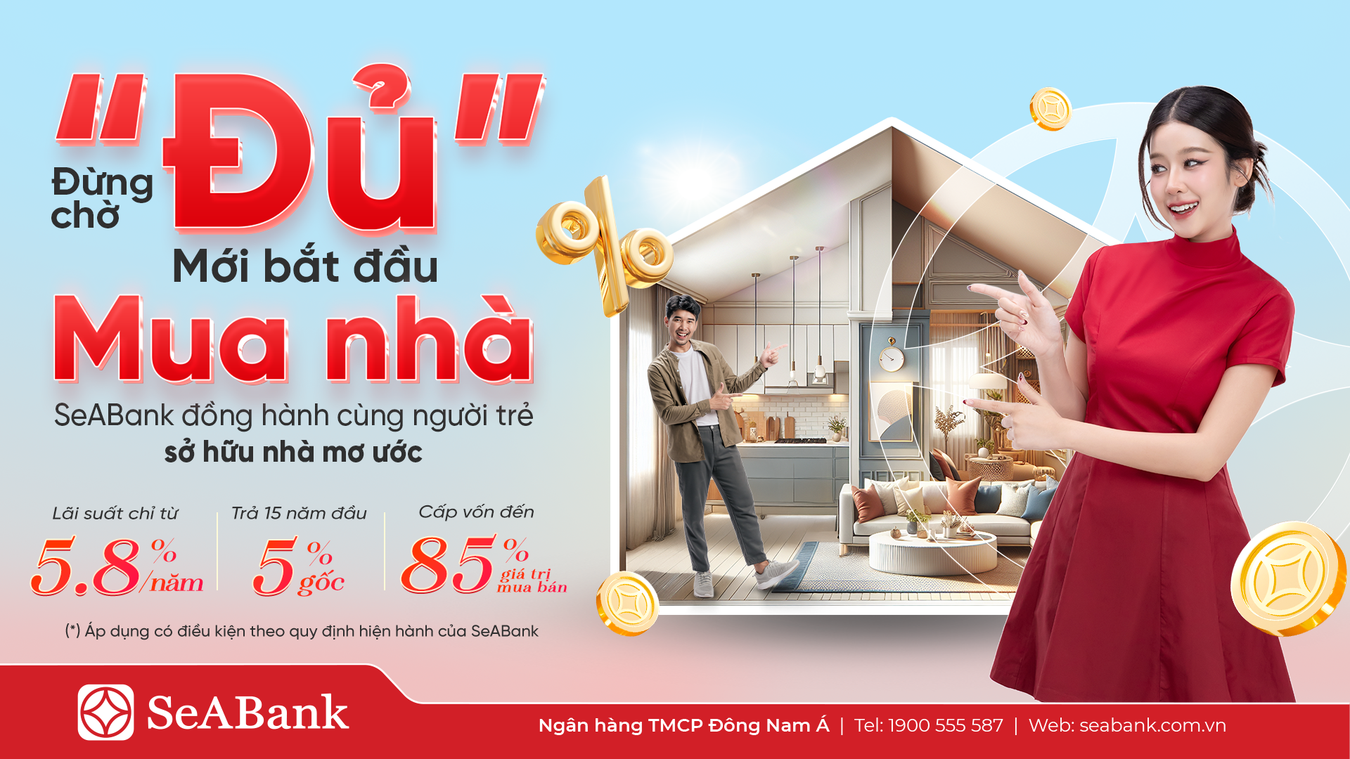 SeABank áp dụng mức lãi suất hấp dẫn với nhiều lựa chọn cố định đến 60 tháng, hiện chỉ từ 5,8%/năm thuộc nhóm thấp nhất trên thị trường, giúp khách hàng trẻ tiết kiệm chi phí suốt quá trình trả nợ