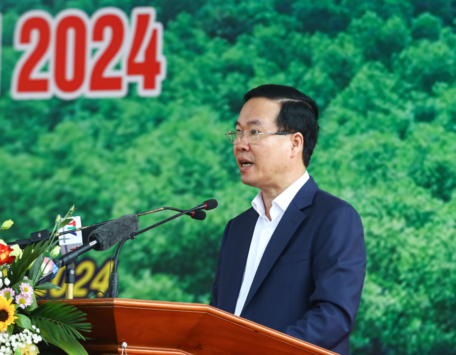 Chủ tịch nước Võ Văn Thưởng phát biểu tại Lễ phát động Tết trồng cây “Đời đời nhớ ơn Bác Hồ” Xuân Giáp Thìn 2024. 