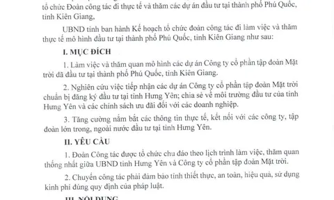 Tỉnh Hưng Yên tham quan mô hình dự án của Công ty CP Tập đoàn Mặt Trời