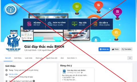 Cảnh báo về việc tiếp tục xuất hiện FanPage giả mạo cơ quan BHXH Việt Nam để lừa đảo, chiếm đoạt tài sản của người dân