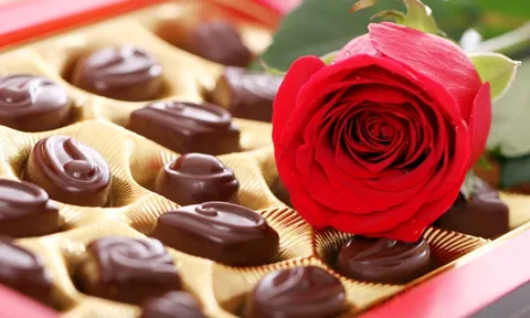 Hoa hồng và chocolate - biểu tượng tình yêu trong ngày lễ Valentine