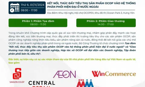 Mời tham dự Tọa đàm và Giao thương kết nối, thúc đẩy tiêu thụ sản phẩm OCOP vào hệ thống phân phối hiện đại ở nước ngoài