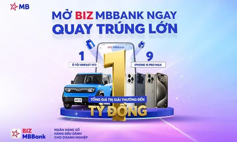 Cơ hội vàng cho doanh nghiệp SME: Mở tài khoản BIZ MBBank, rinh xe hơi Vinfast VF3 và iPhone 15 Pro Max