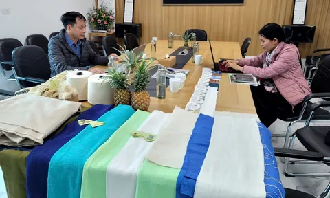 Vợ chồng nữ giảng viên dệt “vải xanh từ lá dứa”, tạo sinh kế cho nông dân