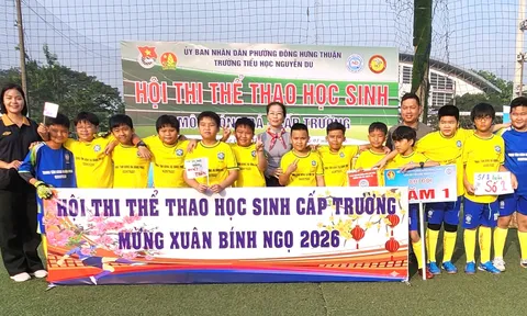 TP.HCM: Học sinh Trường TH Nguyễn Du hào hứng với giải bóng đá học đường