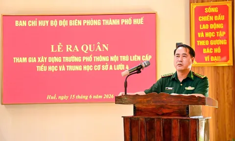 Bộ đội Biên phòng TP Huế ra quân hỗ trợ thi công Trường nội trú liên cấp A Lưới 4