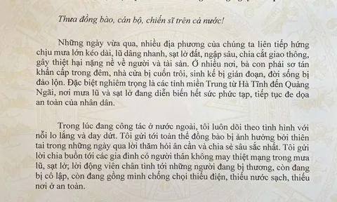Tổng Bí thư Tô Lâm gửi thư thăm hỏi, động viên đồng bào và lực lượng khắc phục hậu quả thiên tai
