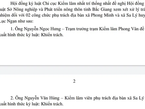 Bắc Giang: Chi cục Kiểm lâm đề xuất kỷ luật 2 công chức phụ trách địa bàn vì để xảy ra phá rừng