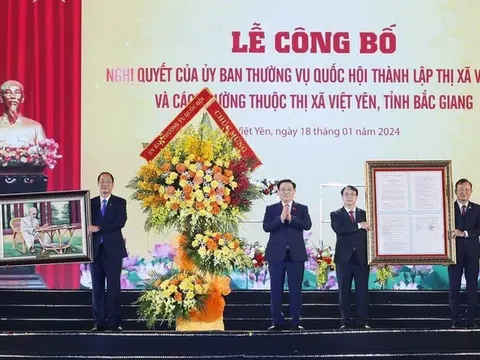 Lễ công bố Nghị quyết thành lập thị xã Việt Yên, tỉnh Bắc Giang