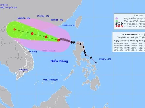 Bão số 3 dự báo mạnh cấp 13-14, giật cấp 17 khi vào vịnh Bắc Bộ