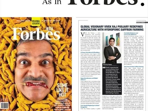 Ấn Độ: Trồng nghệ tây thủy canh mang về danh hiệu Forbes cho Vivek Raj Poojary