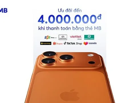 Ưu đãi giảm ngay 4 triệu đồng khi mua iPhone 17 dành cho chủ thẻ tín dụng MB